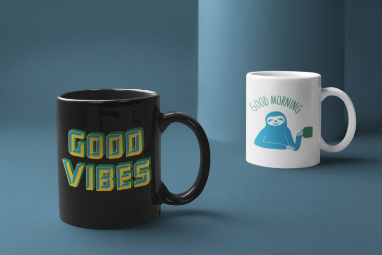 Custom Coffee Mugs - Good Vibes Design