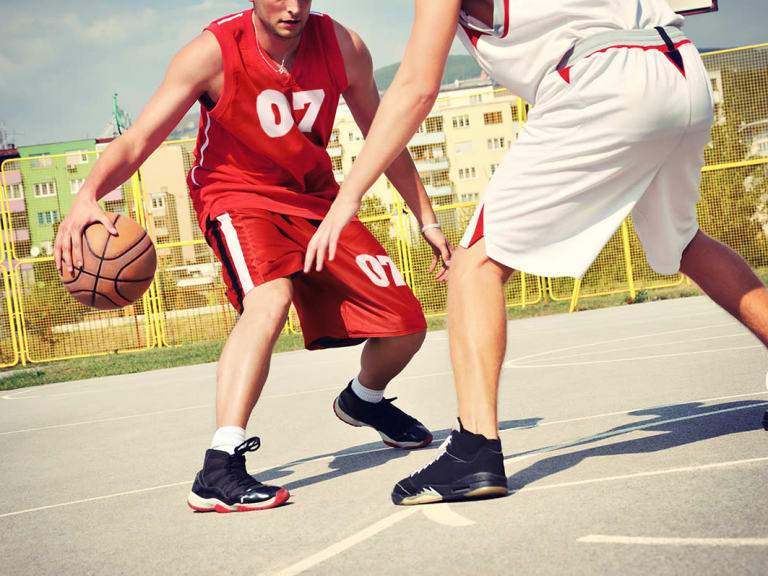 Basketball player wearing custom baskeball kits