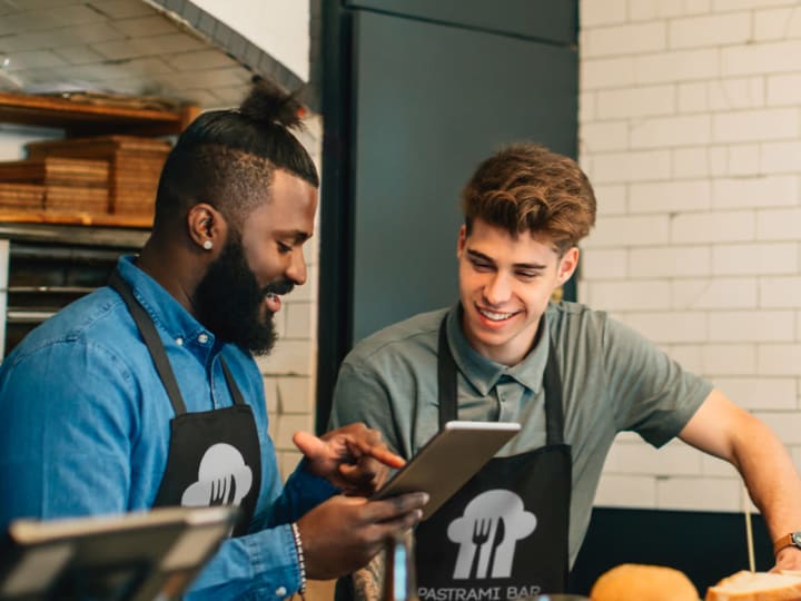 small business resturant employees with custom aprons