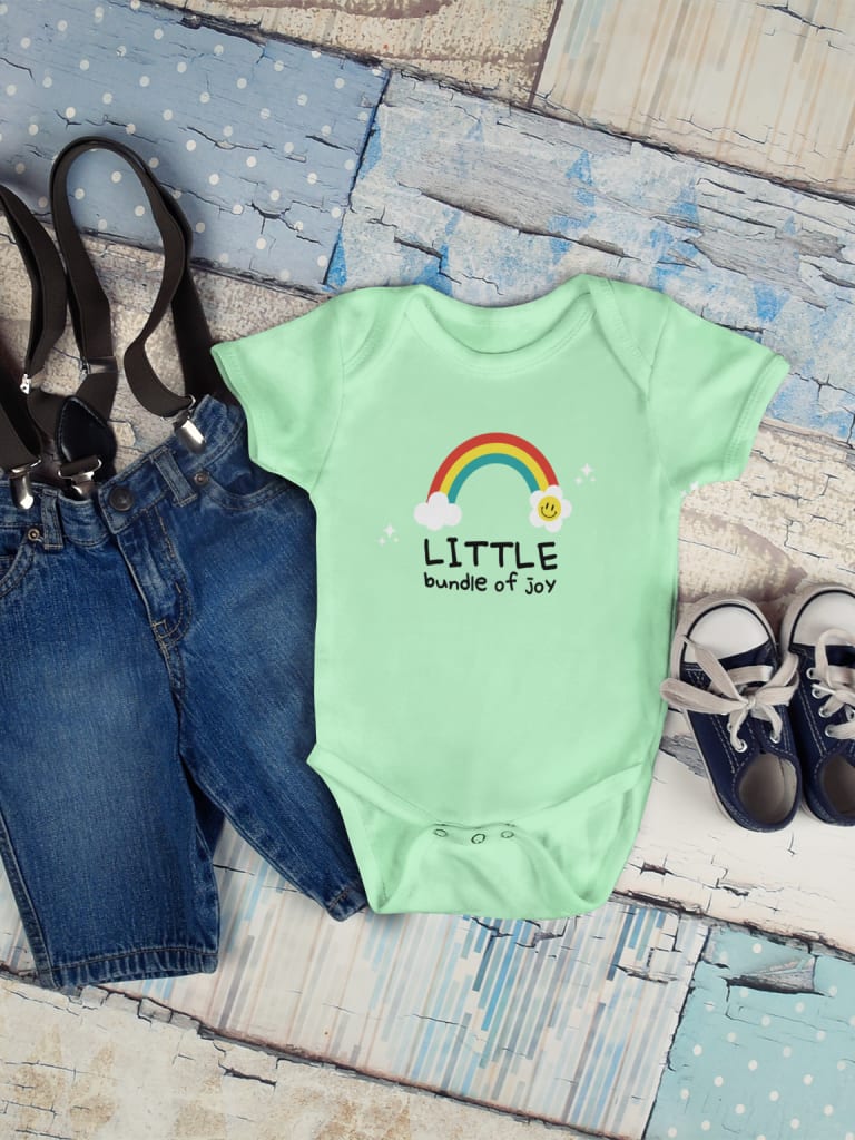 custom printed mint baby onesie