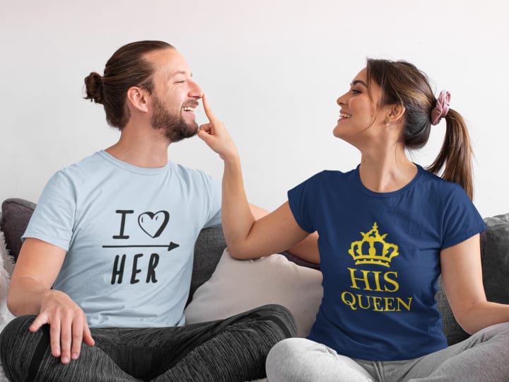 Couple Shirts - I love her and his queen