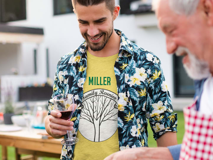 Custom Men's Reunion Shirt with Tree Design