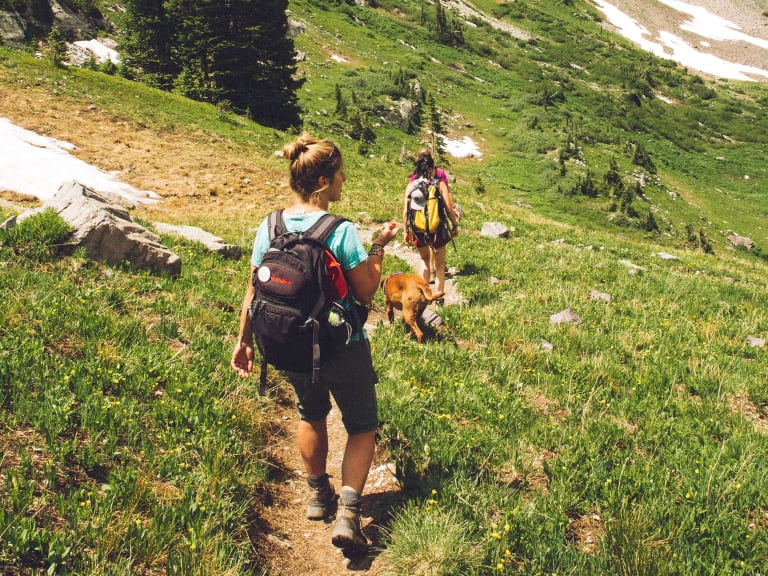 fit durch den herbst, freundinnen beim wandern