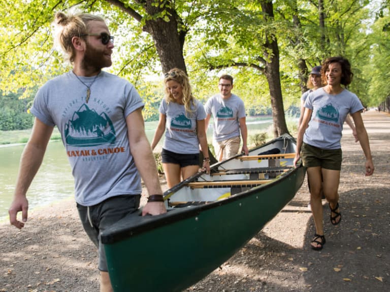 kanu-team mit siebdruck t-shirts