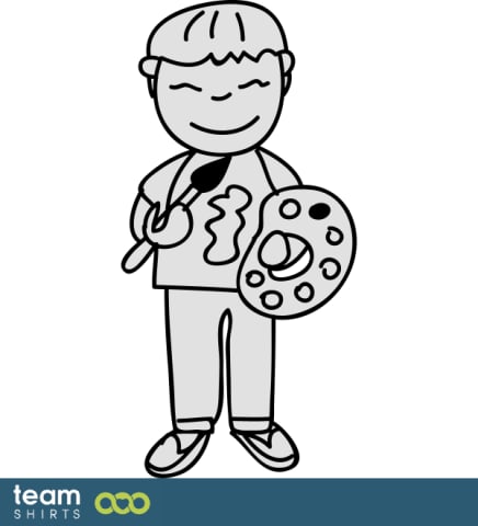 Jongen met penseel en kleuren