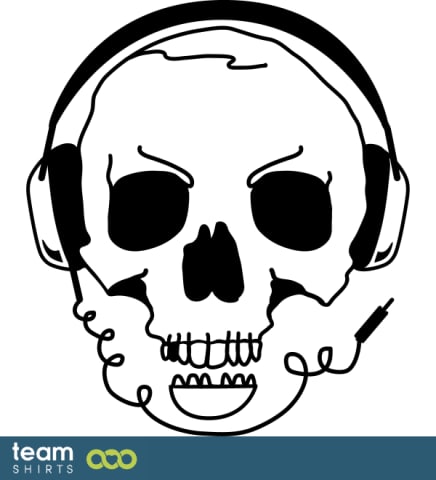 kraniet med hovedtelefoner