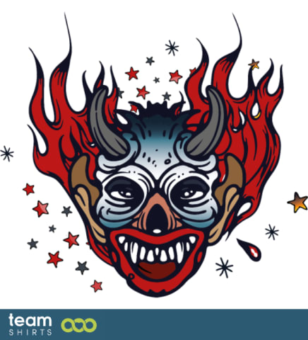 Flaming clown tattoo