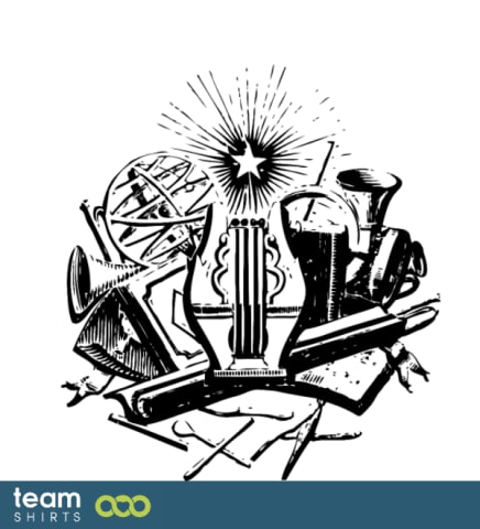 Stern, Harfe und Werkzeuge