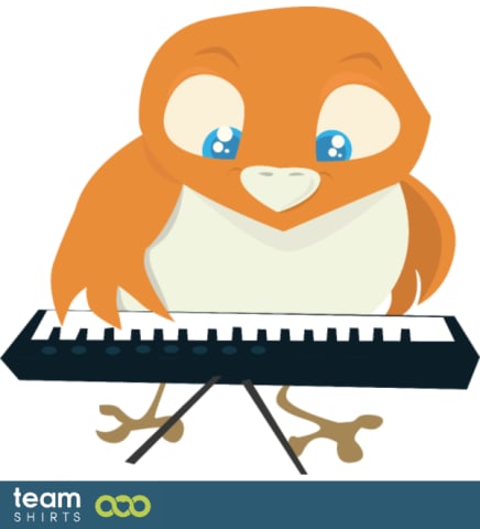 Vogel spielt Tastatur
