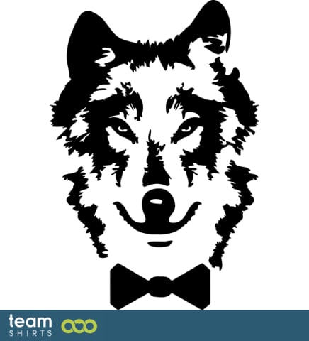 Wolf Porträt mit Fliege