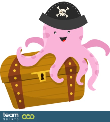 Treasure with pirate octopus