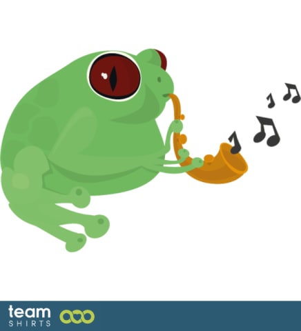 Kikker speelt saxofoon
