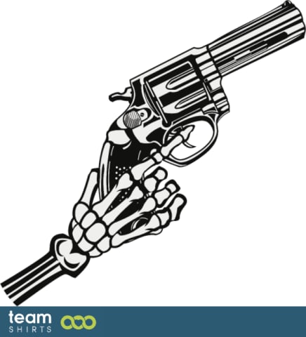 Skeletthand mit Waffe