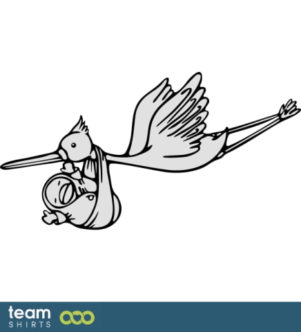 Ooievaar die baby draagt