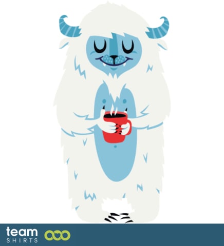 Yeti med varmt kaffe