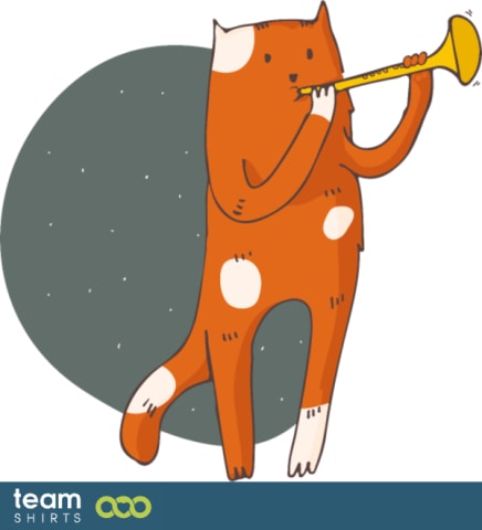 Kissa leikkii trumpetti