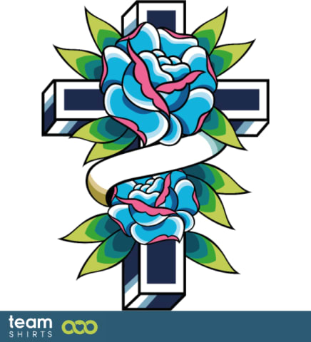 Cross with roses tattoo