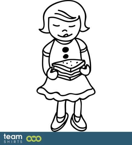 school girl with cake