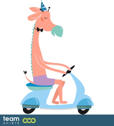 Giraffe on a scooter