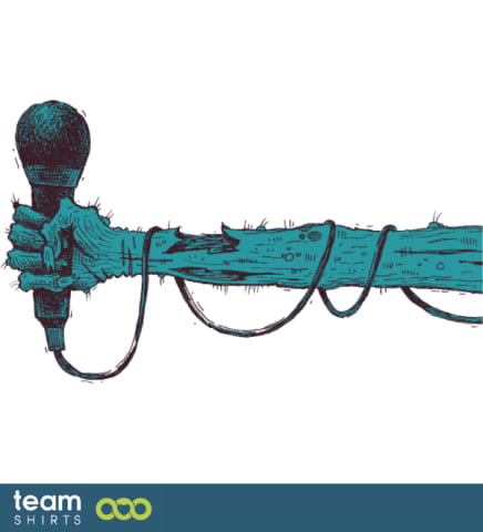 Zombie hand with microphone