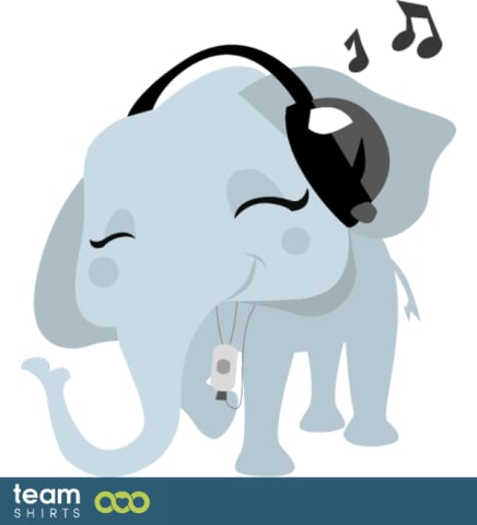 Elephant with headphones