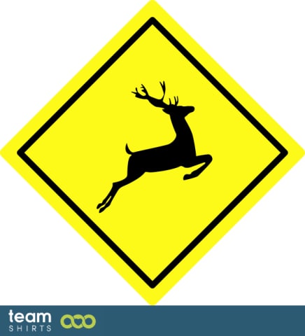 Traffic Sign Caution Wild Animals Deer