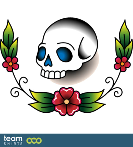 Skull flower tattoo