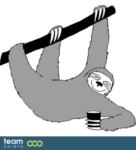 sloth hanging bw