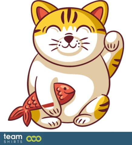Winking cat with fish