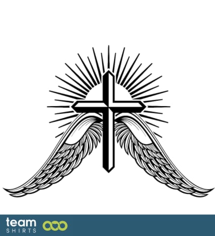 Tribal winged cross tattoo