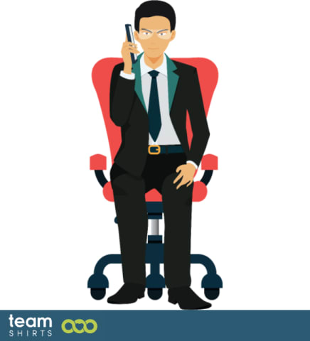 man on desk chair