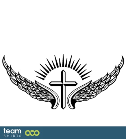 Tribal winged cross tattoo