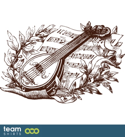 Mandolin with music notes