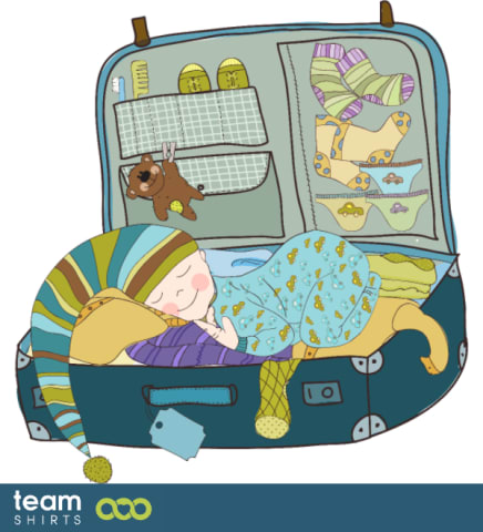 sleeping baby in a suit case