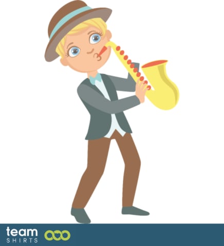 Child plays trumpet