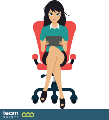 woman on tablet in chair