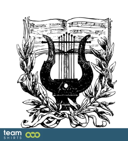 Harp and music notes