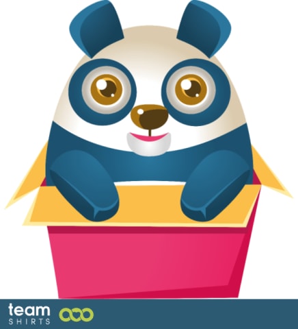 Panda sitting in a box