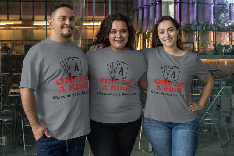 Two Students Studying in Custom School T-shirts with Crest