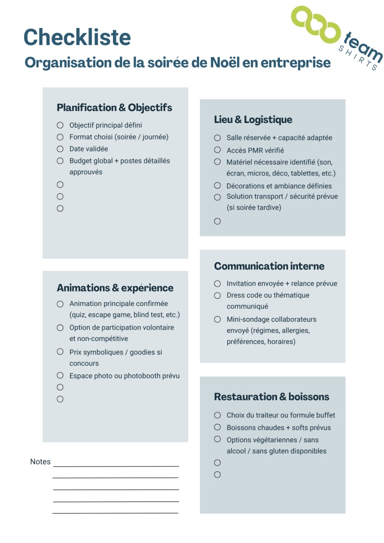 Checklist organisation de la soirée de Noël en entreprise