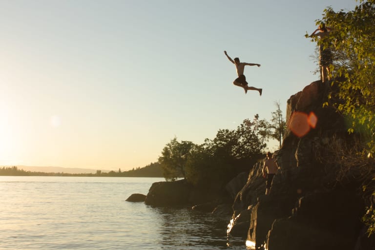 vacances à la maison, sortie au bord du lac