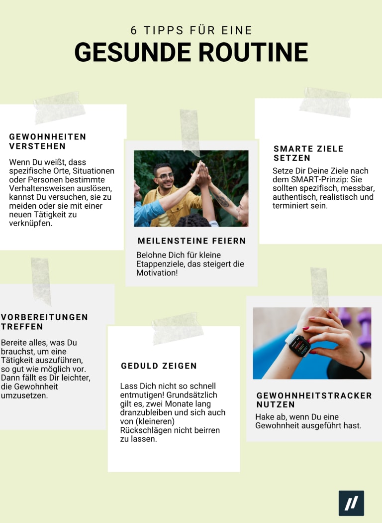 gesunde routine tipps, infografik