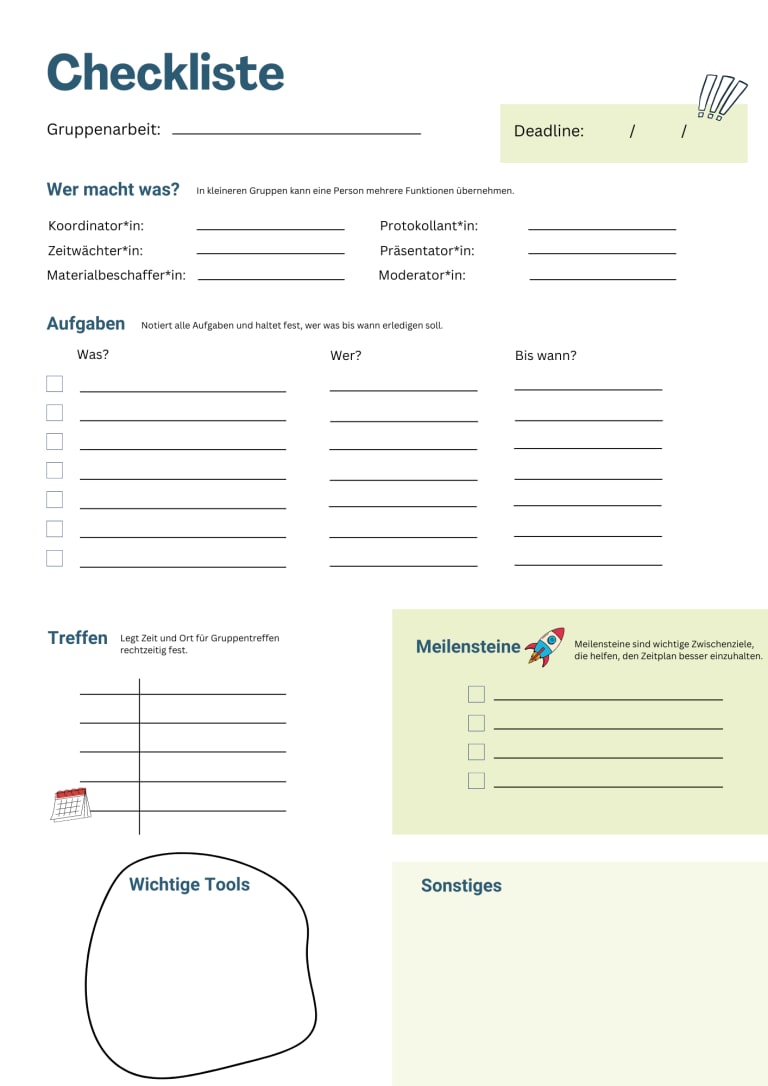 gruppenarbeit checkliste