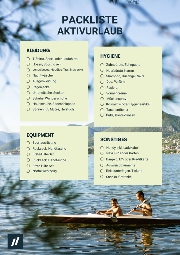 packliste aktivurlaub