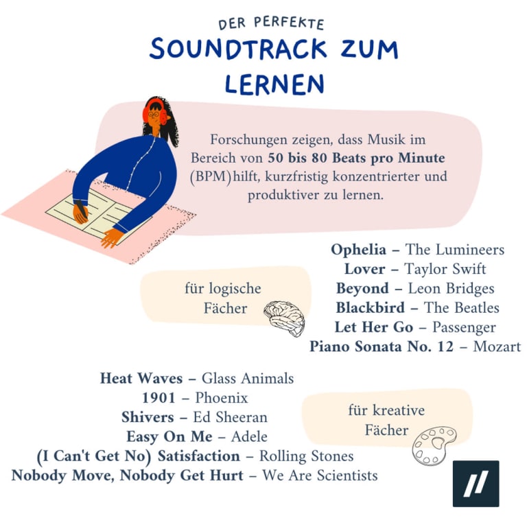 soundtrack zum lernen, songs playliste