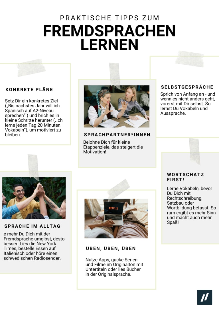 sprachen lernen tipps, infografik