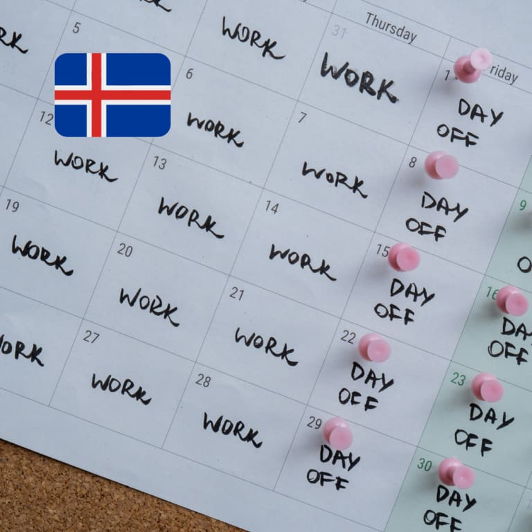stressbewältigung 4-tage-woche island, kalender mit 4 tage woche