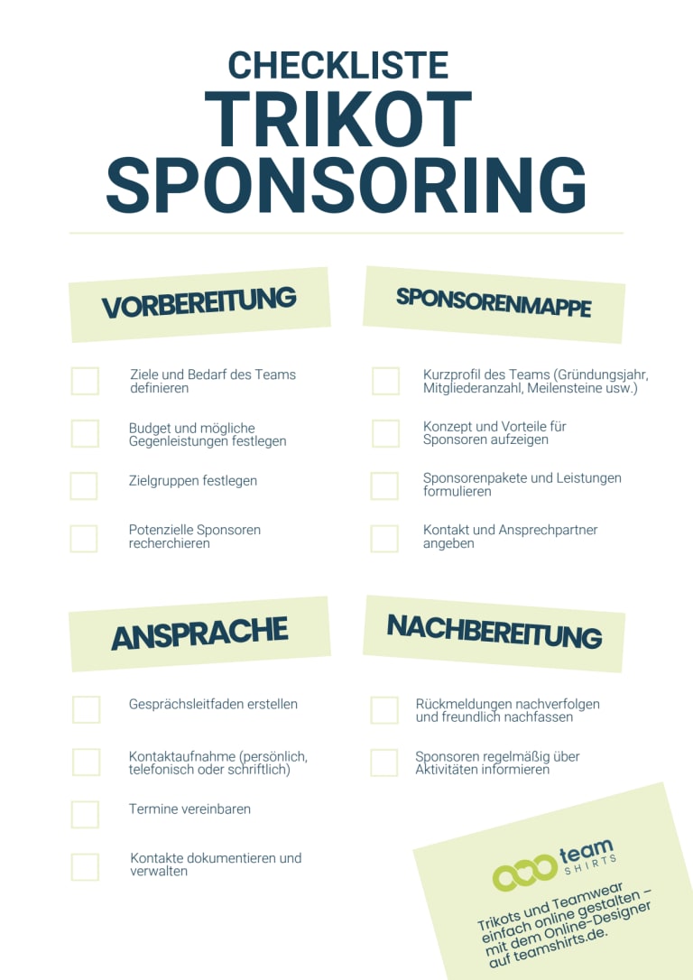 trikot sponsoring checkliste