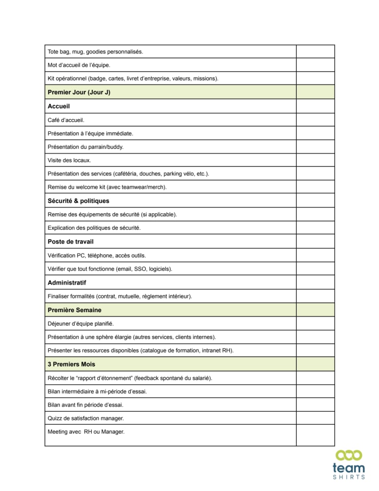 checklist de l'onboarding pdf