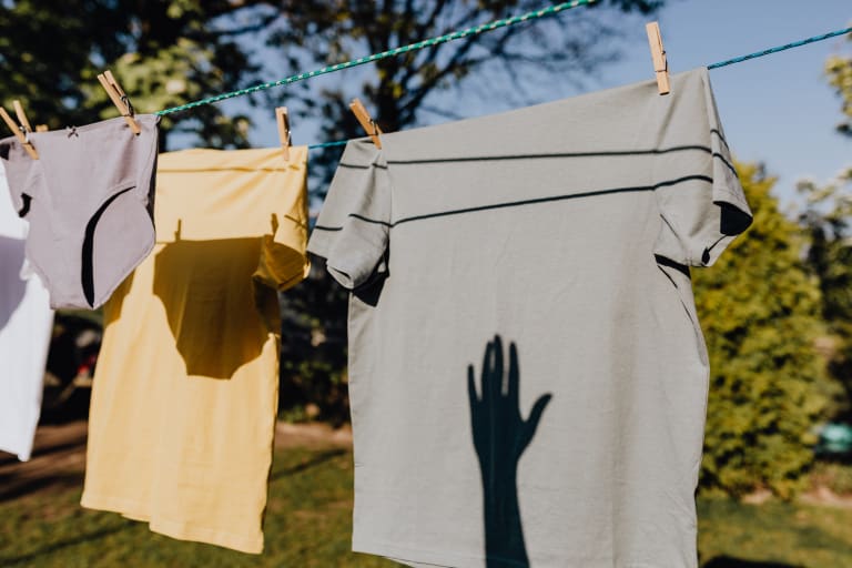 t-shirts on clothesline